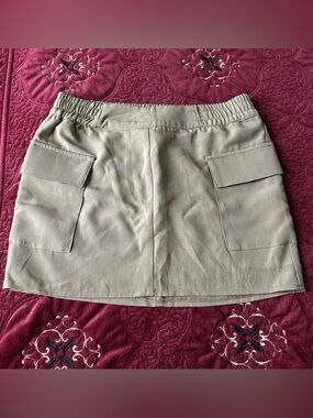 Beige Cargo Pocket Mini Skirt